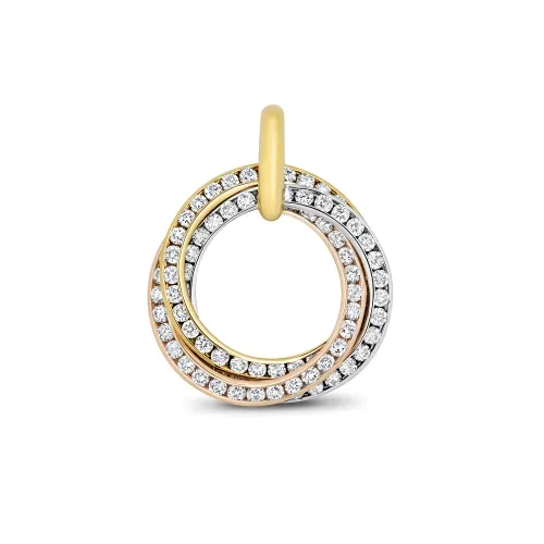 0.81ct Diamond 3 Colour Pendant -18ct White/Yellow/Rose Gold